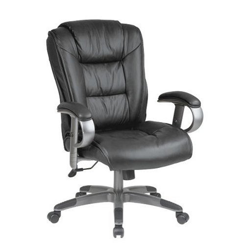 Synchro Tilt Chair w/ Adjustable Padded Arms and Coated Frame in Black Finish By Office Star Furniture